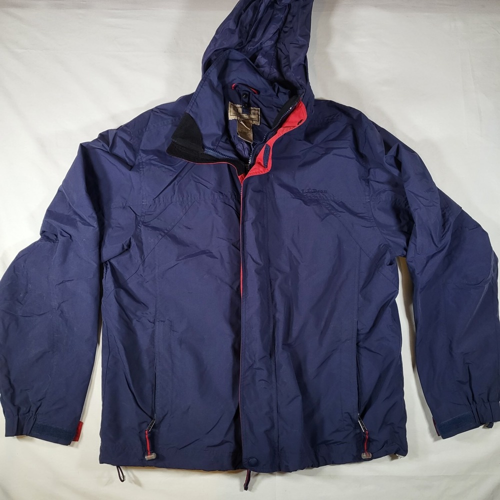 L.L. Bean Men's Large Blue Red Trim 3-in-1 Jacket Extra Zipper for Fleece Lining